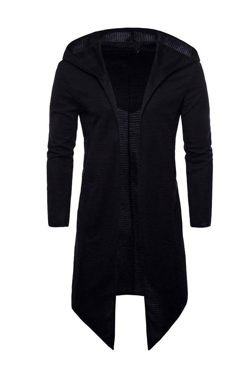 Cardigan Con Cappuccio A Costine Lunghe Nero